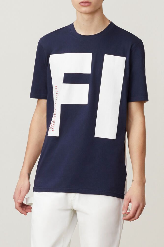 Fila T-Shirt Herre Mørkeblå/Hvide Clark EQL-107865